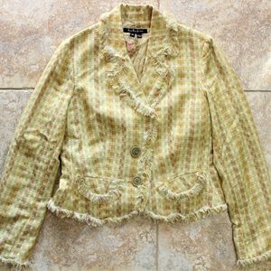 Green & Gold Blazer Jacket w/Fringe ECI New York